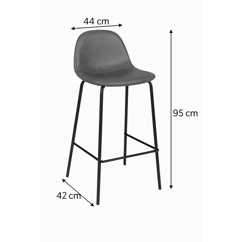Casa si Gradina - Mobilier - Scaune si fotolii - Scaune - Scaun bar Atmosphera Vladi, cadru metal si lemn, 44x42x95 cm, gri - Infinity.ro