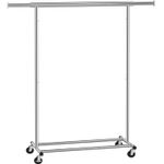 Casa si Gradina - Mobilier - Organizare si depozitare - Cuiere - Suport pentru haine cu sina superioara extensibila, pe roti, reglabil pe latime, 45x(92-132)x160cm, inox argintiu - Infinity.ro