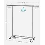 Casa si Gradina - Mobilier - Organizare si depozitare - Cuiere - Suport pentru haine cu sina superioara extensibila, pe roti, reglabil pe latime, 45x(92-132)x160cm, inox argintiu - Infinity.ro
