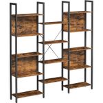 Casa si Gradina - Mobilier - Biblioteci si rafturi - Biblioteci - Biblioteca cu 14 rafturi din lemn, cadru metalic, 24x158x166cm, stil industrial, maro rustic si negru - Infinity.ro