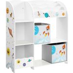 Casa si Gradina - Mobilier - Mobilier copii - Mobilier camera copiilor - Organizator de jucarii si carti pentru copii, multifunctional cu 2 cutii de depozitare, 93x30x100cm, alb - Infinity.ro