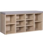 Casa si Gradina - Mobilier - Dulapuri si sifoniere - Dulapuri pantofi - Banca pentru hol cu suport pentru pantofi, 10 compartimente, cu perna, 104x48x30cm, stejar - Infinity.ro