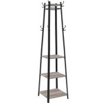 Casa si Gradina - Mobilier - Organizare si depozitare - Cuiere - Cuier de haine cu 3 rafturi, suport cu carlige, din otel, 43x43x180 cm, stil industrial, gri si negru - Infinity.ro