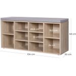Casa si Gradina - Mobilier - Dulapuri si sifoniere - Dulapuri pantofi - Banca pentru hol cu suport pentru pantofi, 10 compartimente, cu perna, 104x48x30cm, stejar - Infinity.ro