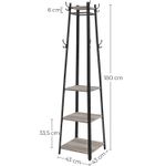 Casa si Gradina - Mobilier - Organizare si depozitare - Cuiere - Cuier de haine cu 3 rafturi, suport cu carlige, din otel, 43x43x180 cm, stil industrial, gri si negru - Infinity.ro