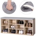 Casa si Gradina - Mobilier - Dulapuri si sifoniere - Dulapuri pantofi - Banca pentru hol cu suport pentru pantofi, 10 compartimente, cu perna, 104x48x30cm, stejar - Infinity.ro