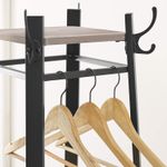 Casa si Gradina - Mobilier - Organizare si depozitare - Cuiere - Cuier de haine cu 3 rafturi, suport cu carlige, din otel, 43x43x180 cm, stil industrial, gri si negru - Infinity.ro