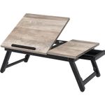 Casa si Gradina - Mobilier - Comode si corpuri - Noptiere - Masa laptop sau mic dejun cu picioare pliabile, din bambus, blat reglabil pe unghi si inaltime, 68x35x32 cm - Infinity.ro