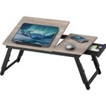Casa si Gradina - Mobilier - Comode si corpuri - Noptiere - Masa laptop sau mic dejun cu picioare pliabile, din bambus, blat reglabil pe unghi si inaltime, 68x35x32 cm - Infinity.ro