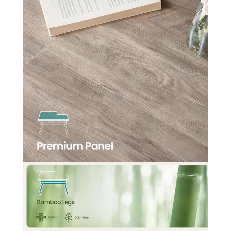 Casa si Gradina - Mobilier - Comode si corpuri - Noptiere - Masa laptop sau mic dejun cu picioare pliabile, din bambus, blat reglabil pe unghi si inaltime, 68x35x32 cm - Infinity.ro