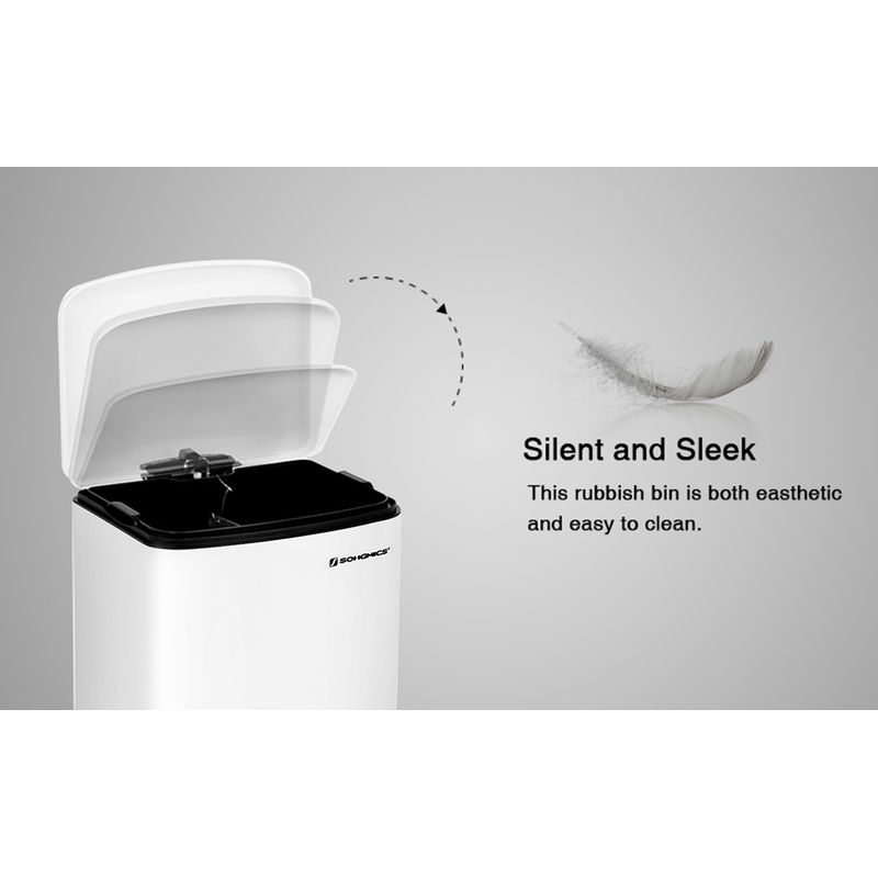 Casa si Gradina - Mobilier - Organizare si depozitare - Cosuri de gunoi - Cos de gunoi din otel cu pedala, 30litri, cu galeata interioara si capac, soft close, 34x61x32cm, alb - Infinity.ro