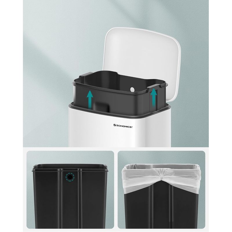 Casa si Gradina - Mobilier - Organizare si depozitare - Cosuri de gunoi - Cos de gunoi din otel cu pedala, 30litri, cu galeata interioara si capac, soft close, 34x61x32cm, alb - Infinity.ro