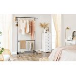 Casa si Gradina - Mobilier - Organizare si depozitare - Cuiere - Suport pentru haine, cu raft si 2 sine de agatat, cadru metalic, cu roti, 130x49x198cm, industrial, negru - Infinity.ro