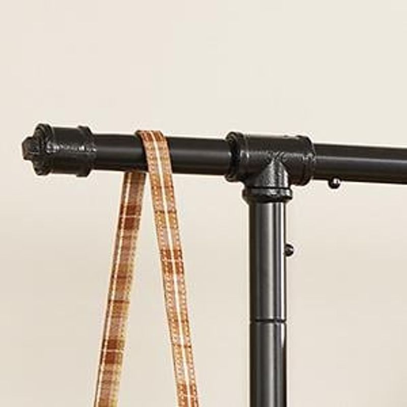 Casa si Gradina - Mobilier - Organizare si depozitare - Cuiere - Suport pentru haine, cu raft si 2 sine de agatat, cadru metalic, cu roti, 130x49x198cm, industrial, negru - Infinity.ro