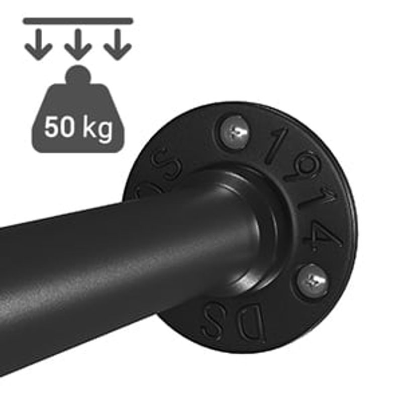 Casa si Gradina - Sanitare - Suporturi si accesorii baie - Accesorii baie - Set 2 sine metalice de agatat haine, montare pe perete, aspect industrial, 92x30x8cm, negru - Infinity.ro