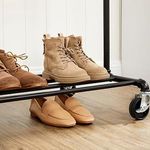 Casa si Gradina - Mobilier - Organizare si depozitare - Cuiere - Suport pentru haine, cu raft si 2 sine de agatat, cadru metalic, cu roti, 130x49x198cm, industrial, negru - Infinity.ro