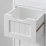 Casa si Gradina - Mobilier - Mobilier baie - Corpuri baie - Dulap de depozitare de podea pentru baie, din lemn cu 4 sertare, 30x30x82cm, alb - Infinity.ro