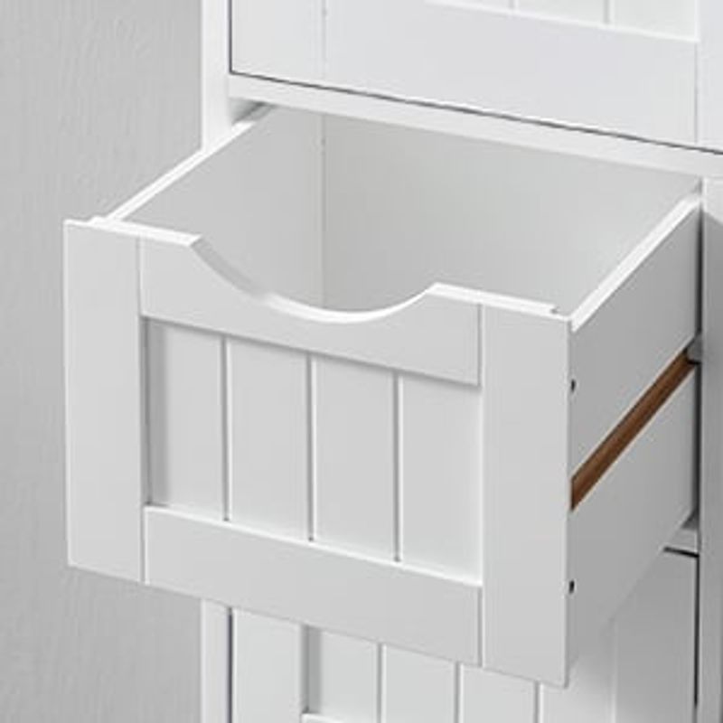 Casa si Gradina - Mobilier - Mobilier baie - Corpuri baie - Dulap de depozitare de podea pentru baie, din lemn cu 4 sertare, 30x30x82cm, alb - Infinity.ro