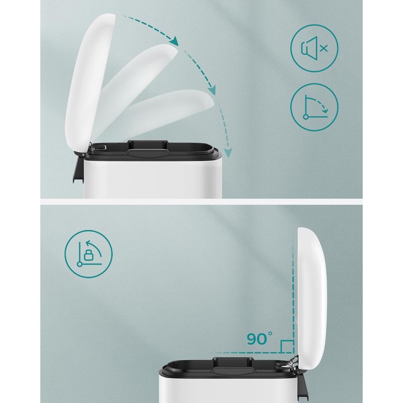 Casa si Gradina - Mobilier - Organizare si depozitare - Cosuri de gunoi - Cos de gunoi din otel cu pedala, 30litri, cu galeata interioara si capac, soft close, 34x61x32cm, alb - Infinity.ro