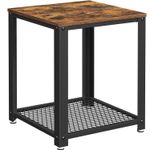 Casa si Gradina - Mobilier - Mese si birouri - Masute de cafea - Masa de cafea laterala, tip noptiera, cu cadru metalic, 45x45x55cm, maro rustic si negru - Infinity.ro