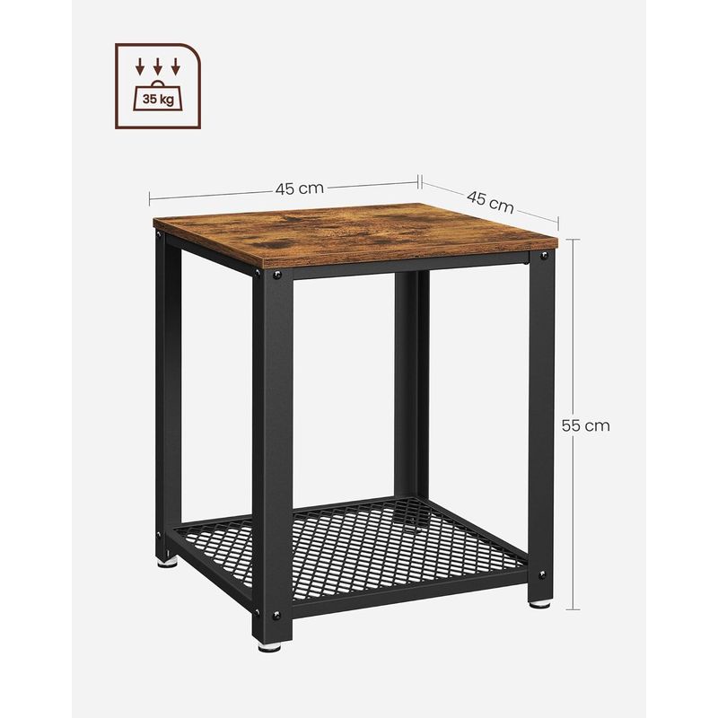Casa si Gradina - Mobilier - Mese si birouri - Masute de cafea - Masa de cafea laterala, tip noptiera, cu cadru metalic, 45x45x55cm, maro rustic si negru - Infinity.ro