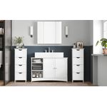 Casa si Gradina - Mobilier - Mobilier baie - Corpuri baie - Dulap de depozitare de podea pentru baie, din lemn cu 4 sertare, 30x30x82cm, alb - Infinity.ro