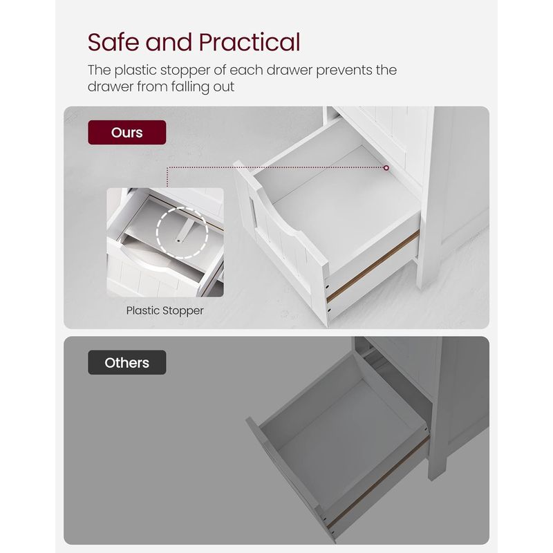 Casa si Gradina - Mobilier - Mobilier baie - Corpuri baie - Dulap de depozitare de podea pentru baie, din lemn cu 4 sertare, 30x30x82cm, alb - Infinity.ro