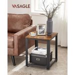 Casa si Gradina - Mobilier - Mese si birouri - Masute de cafea - Masa de cafea laterala, tip noptiera, cu cadru metalic, 45x45x55cm, maro rustic si negru - Infinity.ro