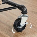 Casa si Gradina - Mobilier - Organizare si depozitare - Cuiere - Suport pentru haine, cu raft si 2 sine de agatat, cadru metalic, cu roti, 130x49x198cm, industrial, negru - Infinity.ro