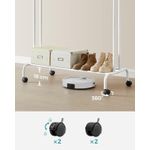 Casa si Gradina - Mobilier - Organizare si depozitare - Cuiere - Suport pentru haine pe roti, cu polita, sina dubla, cadru metalic, sarcina 100kg, 53x104x155cm, alb - Infinity.ro