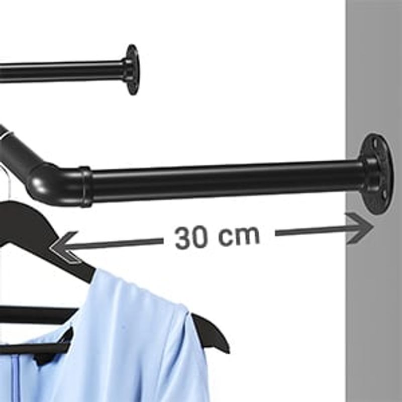 Casa si Gradina - Sanitare - Suporturi si accesorii baie - Accesorii baie - Set 2 sine metalice de agatat haine, montare pe perete, aspect industrial, 92x30x8cm, negru - Infinity.ro