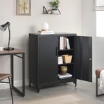 Casa si Gradina - Mobilier - Mese si birouri - Birouri - Dulap birou metalic cu 2 usi si sistem de inchidere, multifunctional cu rafturi reglabile, 40x80x90 cm, negru - Infinity.ro