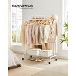 Casa si Gradina - Mobilier - Organizare si depozitare - Cuiere - Suport pentru haine pe roti, cu polita, sina dubla, cadru metalic, sarcina 100kg, 53x104x155cm, alb - Infinity.ro