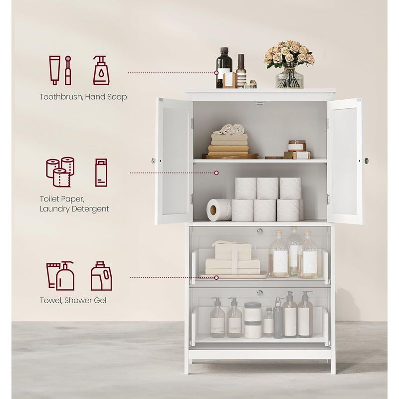 Casa si Gradina - Mobilier - Mobilier baie - Corpuri baie - Dulap de baie, din MDF, cu 2 sertare si 2 usi, raft reglabil, 30x60x110cm, alb - Infinity.ro