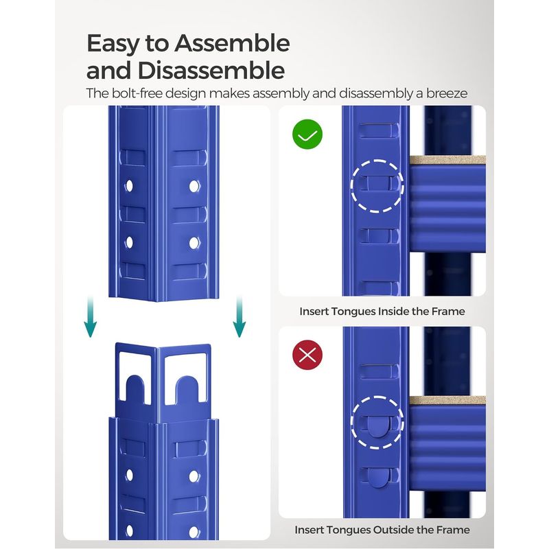 Casa si Gradina - Mobilier - Biblioteci si rafturi - Rafturi - Raft de depozitare metalic, cu rafturi din PAL, 5 polite, max. 600 kg, 200x100x50cm, albastru - Infinity.ro