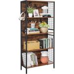 Casa si Gradina - Mobilier - Biblioteci si rafturi - Biblioteci - Biblioteca, raft cu 4 niveluri, cadru otel si polite din MDF, 74x30x155cm, maro rustic si negru - Infinity.ro