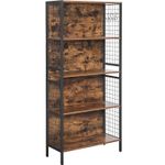 Casa si Gradina - Mobilier - Biblioteci si rafturi - Biblioteci - Biblioteca, raft cu 4 niveluri, cadru otel si polite din MDF, 74x30x155cm, maro rustic si negru - Infinity.ro