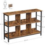 Casa si Gradina - Mobilier - Mese si birouri - Birouri - Biblioteca, raft cu 6 unitati de depozitare, din lemn, 33x120x80 cm, maro rustic - Infinity.ro