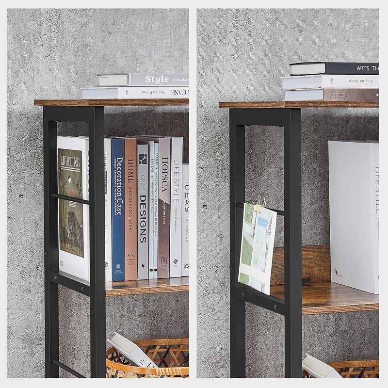 Casa si Gradina - Mobilier - Mese si birouri - Birouri - Biblioteca, raft cu 6 unitati de depozitare, din lemn, 33x120x80 cm, maro rustic - Infinity.ro