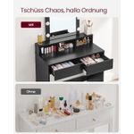 Casa si Gradina - Mobilier - Comode si corpuri - Masute de toaleta - Masa de toaleta cu iluminare LED, cu oglinda, luminozitate reglabila, cu 2 sertare, 80x40x145cm, negru - Infinity.ro