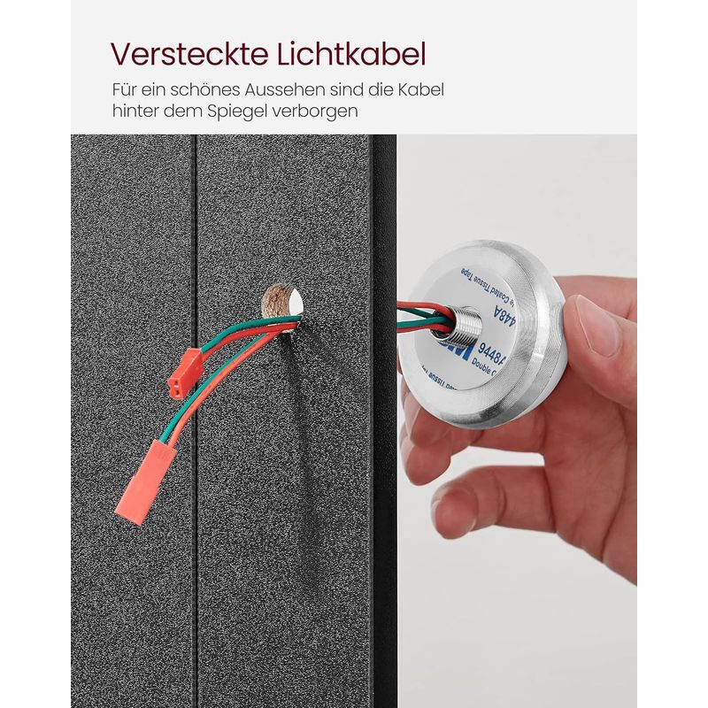 Casa si Gradina - Mobilier - Comode si corpuri - Masute de toaleta - Masa de toaleta cu iluminare LED, cu oglinda, luminozitate reglabila, cu 2 sertare, 80x40x145cm, negru - Infinity.ro