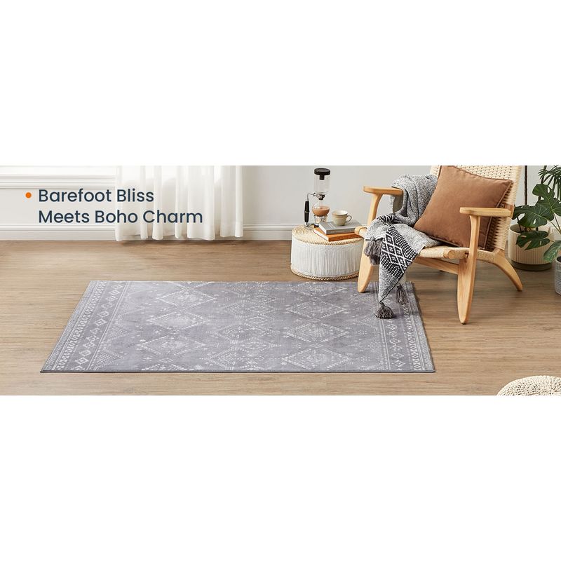 Casa si Gradina - Gradinarit si plante - Plante si ghivece - Ghivece si suporturi - Covor decorativ antiderapant, stil boho, lavabil la masina, 120Ã—170 cm, gri - Infinity.ro