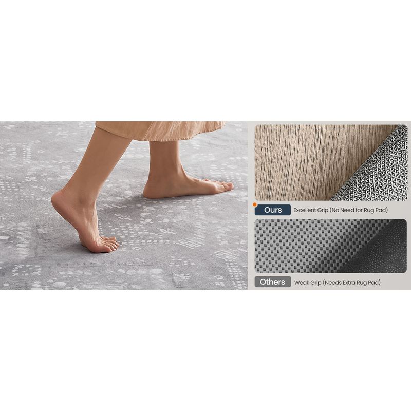 Casa si Gradina - Gradinarit si plante - Plante si ghivece - Ghivece si suporturi - Covor decorativ antiderapant, stil boho, lavabil la masina, 120Ã—170 cm, gri - Infinity.ro