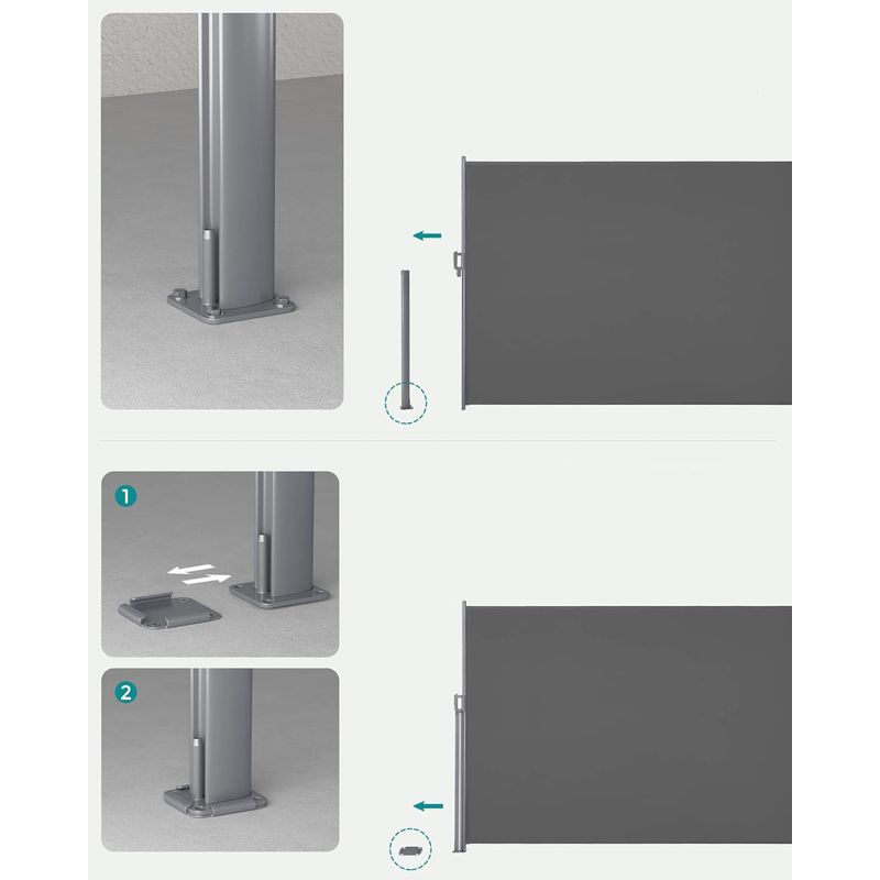 Casa si Gradina - Gradinarit si plante - Sere si solarii - Paravan lateral pentru intimitate, extensibil, sistem fixare inclus, 160x400cm, gri - Infinity.ro