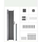 Casa si Gradina - Gradinarit si plante - Sere si solarii - Paravan lateral pentru intimitate, extensibil, sistem fixare inclus, 160x400cm, gri - Infinity.ro