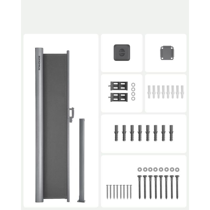 Casa si Gradina - Gradinarit si plante - Sere si solarii - Paravan lateral pentru intimitate, extensibil, sistem fixare inclus, 160x400cm, gri - Infinity.ro