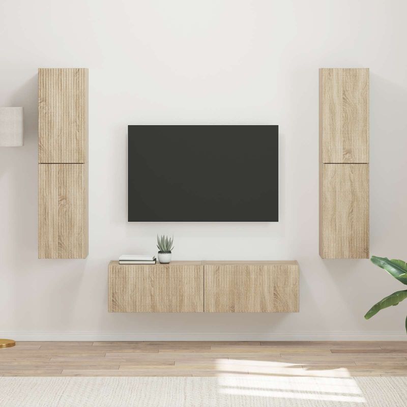 Casa si Gradina - Mobilier - Seturi de mobilier - Seturi living - Set de mobilier 3 pcs Stejar Sonoma - Infinity.ro