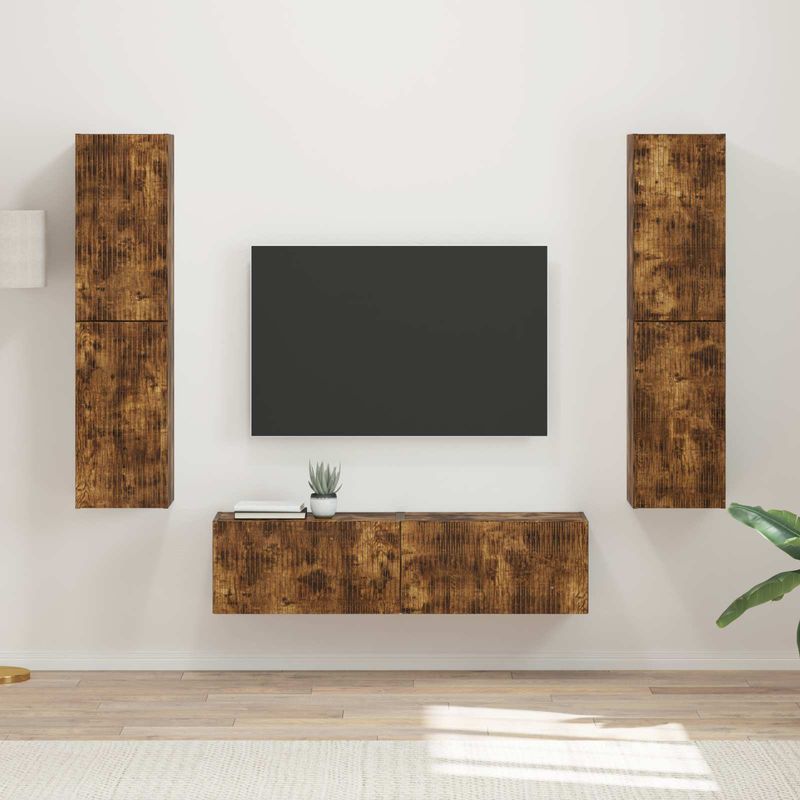 Casa si Gradina - Mobilier - Seturi de mobilier - Seturi living - Set de mobilier 3 pcs Stejar fumuriu - Infinity.ro