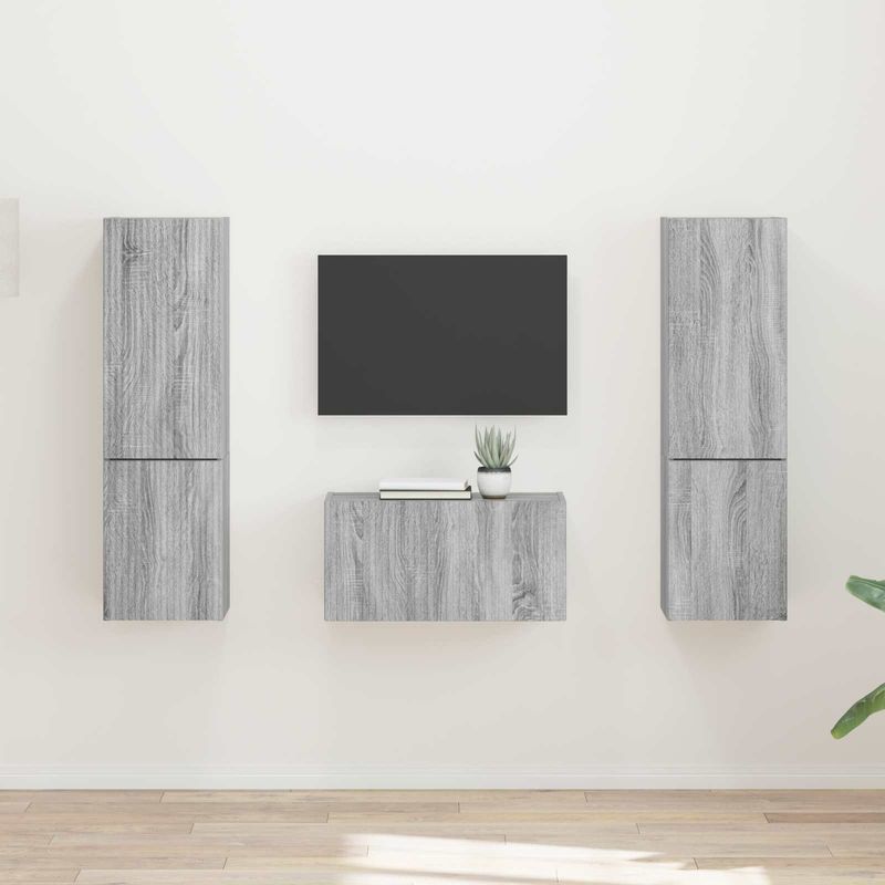 Casa si Gradina - Mobilier - Seturi de mobilier - Seturi living - Set de mobilier 3 pcs Gri Sonoma - Infinity.ro