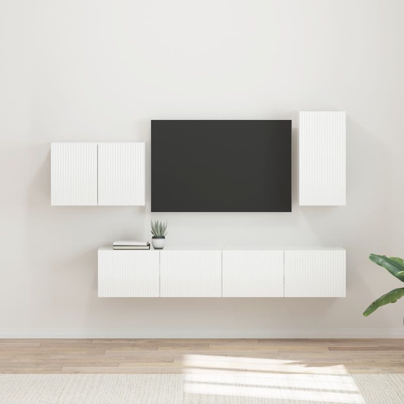 Casa si Gradina - Mobilier - Seturi de mobilier - Seturi living - Set de mobilier 4 pcs, Alb lucios - Infinity.ro